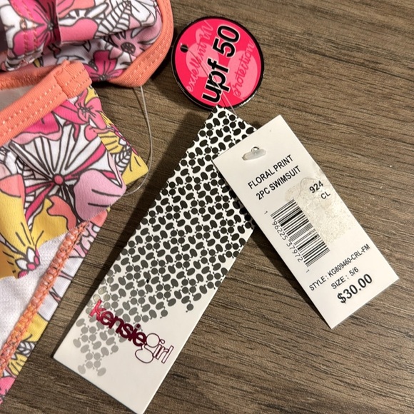 NWT Floral Pink Kids Swim Set 2 piece UPF 50 - Picture 3 of 5